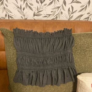 Earthbound Trading Co. gray strapless ruffled top